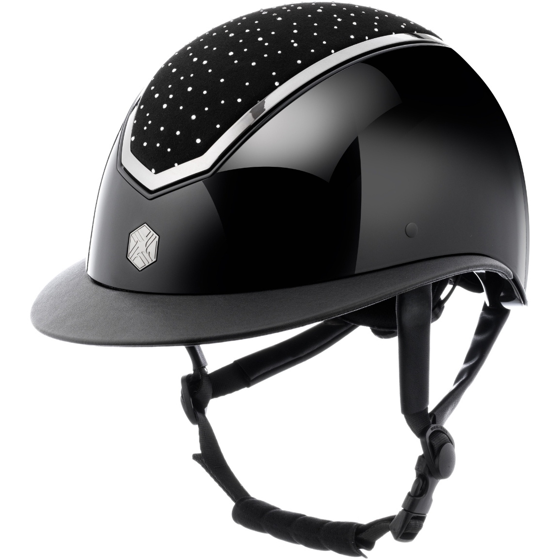 Charles Owen Kylo Crystal Wide Peak Riding Helmet KYLOWC - Black Gloss / Chrome